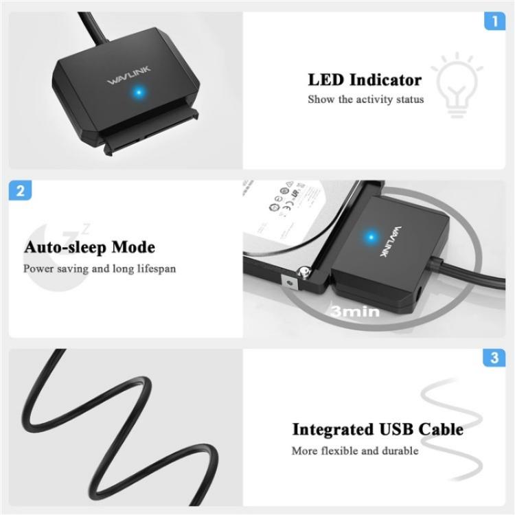 WAVLINK WL-ST345A 5Gbps Data Transfer Converter USB 3.0 to SATA III Hard Drive Adapter - Cable & Adapters by WAVLINK | Online Shopping UK | buy2fix