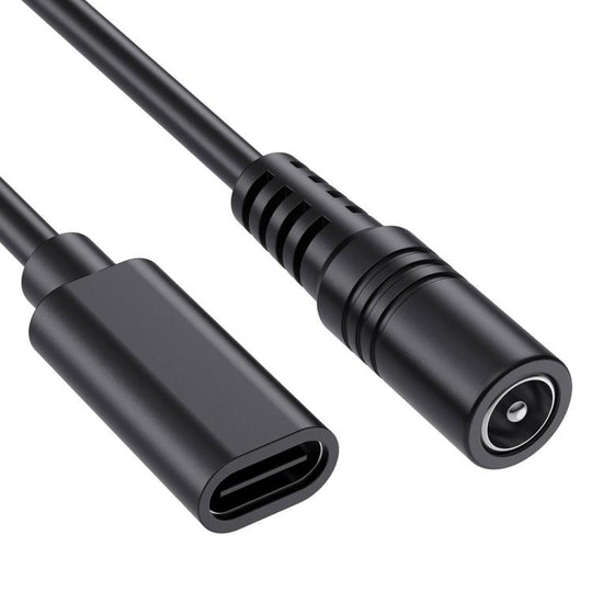 JUNSUNMAY 5V 3A DC 5.5mm x 2.1mm Female to Type-C Female Power Extension Charge Cord, Length:25cm