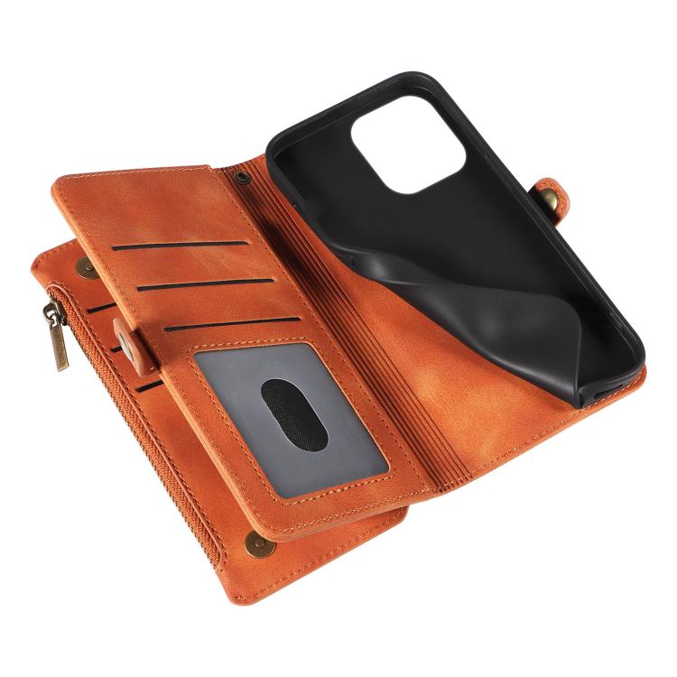 For iPhone 16 Pro Max Fantasy Multifunctional Zipper Wallet Leather Phone Case(orange) - iPhone 16 Pro Max Cases by buy2fix | Online Shopping UK | buy2fix