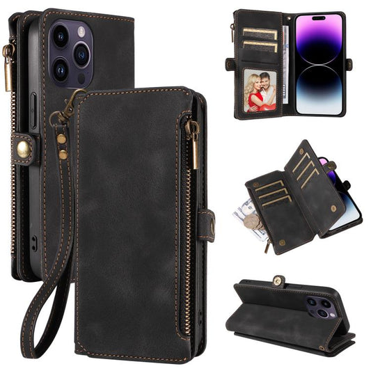 For iPhone 16 Pro Max Fantasy Multifunctional Zipper Wallet Leather Phone Case(black) - iPhone 16 Pro Max Cases by buy2fix | Online Shopping UK | buy2fix