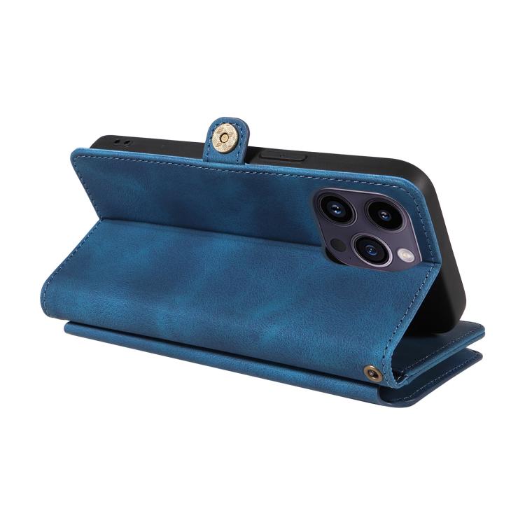 For iPhone 16 Pro Fantasy Multifunctional Zipper Wallet Leather Phone Case(blue) - iPhone 16 Pro Cases by buy2fix | Online Shopping UK | buy2fix