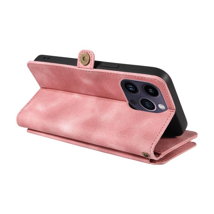 For iPhone 16 Pro Fantasy Multifunctional Zipper Wallet Leather Phone Case(pink) - iPhone 16 Pro Cases by buy2fix | Online Shopping UK | buy2fix