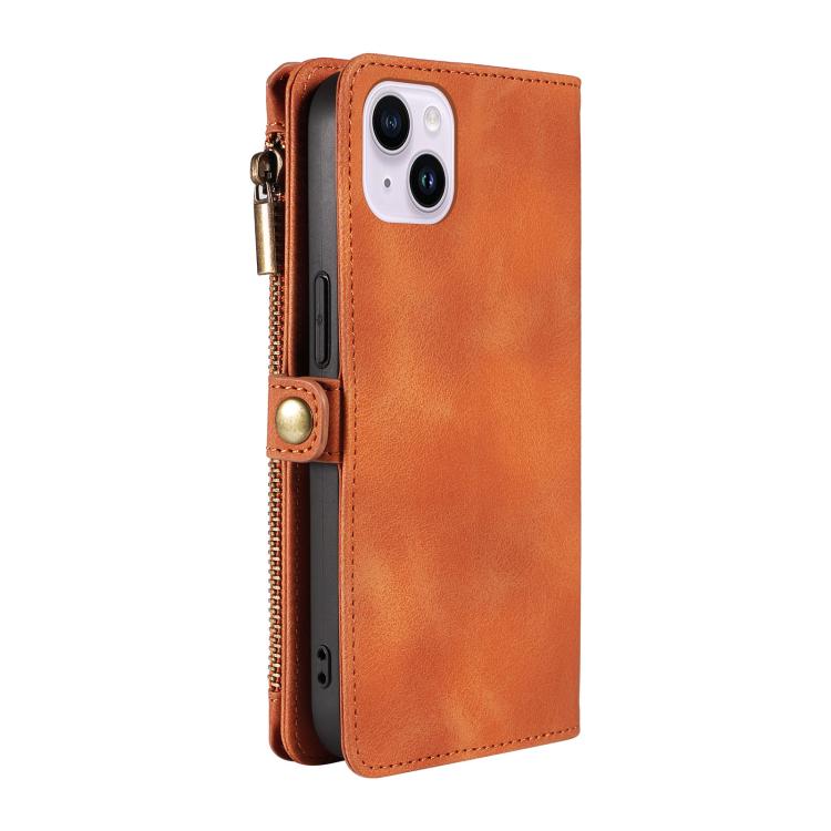 For iPhone 16 Plus Fantasy Multifunctional Zipper Wallet Leather Phone Case(orange) - iPhone 16 Plus Cases by buy2fix | Online Shopping UK | buy2fix