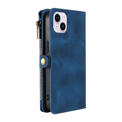 For iPhone 16 Plus Fantasy Multifunctional Zipper Wallet Leather Phone Case(blue) - iPhone 16 Plus Cases by buy2fix | Online Shopping UK | buy2fix