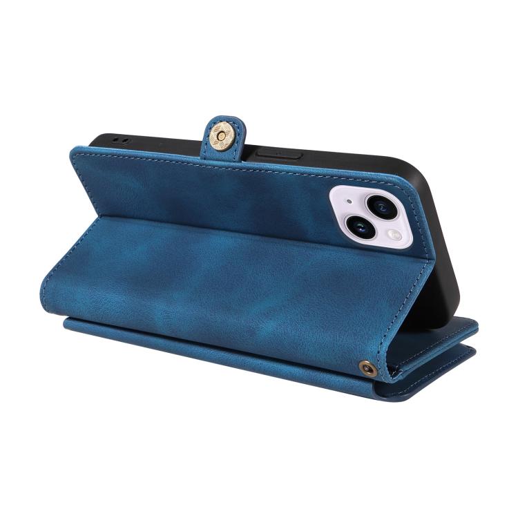 For iPhone 16 Plus Fantasy Multifunctional Zipper Wallet Leather Phone Case(blue) - iPhone 16 Plus Cases by buy2fix | Online Shopping UK | buy2fix