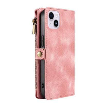 For iPhone 16 Plus Fantasy Multifunctional Zipper Wallet Leather Phone Case(pink) - iPhone 16 Plus Cases by buy2fix | Online Shopping UK | buy2fix