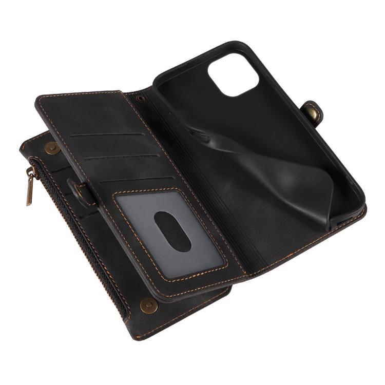 For iPhone 16 Plus Fantasy Multifunctional Zipper Wallet Leather Phone Case(black) - iPhone 16 Plus Cases by buy2fix | Online Shopping UK | buy2fix
