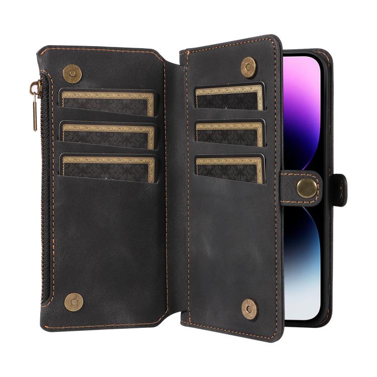 For iPhone 15 Pro Fantasy Multifunctional Zipper Wallet Leather Phone Case(black) - More iPhone Cases by buy2fix | Online Shopping UK | buy2fix