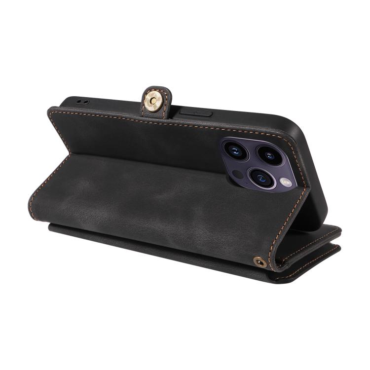 For iPhone 15 Pro Fantasy Multifunctional Zipper Wallet Leather Phone Case(black) - More iPhone Cases by buy2fix | Online Shopping UK | buy2fix