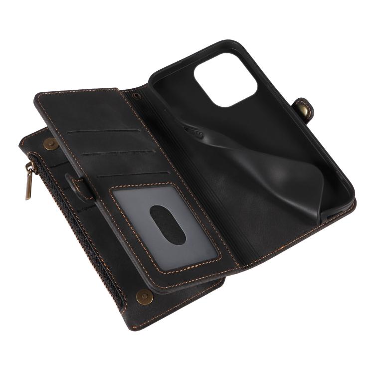 For iPhone 15 Pro Fantasy Multifunctional Zipper Wallet Leather Phone Case(black) - More iPhone Cases by buy2fix | Online Shopping UK | buy2fix
