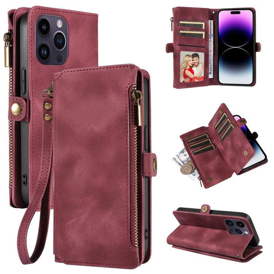 For iPhone 15 Pro Fantasy Multifunctional Zipper Wallet Leather Phone Case(purple) - More iPhone Cases by buy2fix | Online Shopping UK | buy2fix