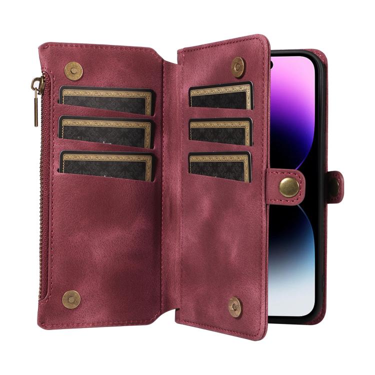 For iPhone 15 Pro Fantasy Multifunctional Zipper Wallet Leather Phone Case(purple) - More iPhone Cases by buy2fix | Online Shopping UK | buy2fix