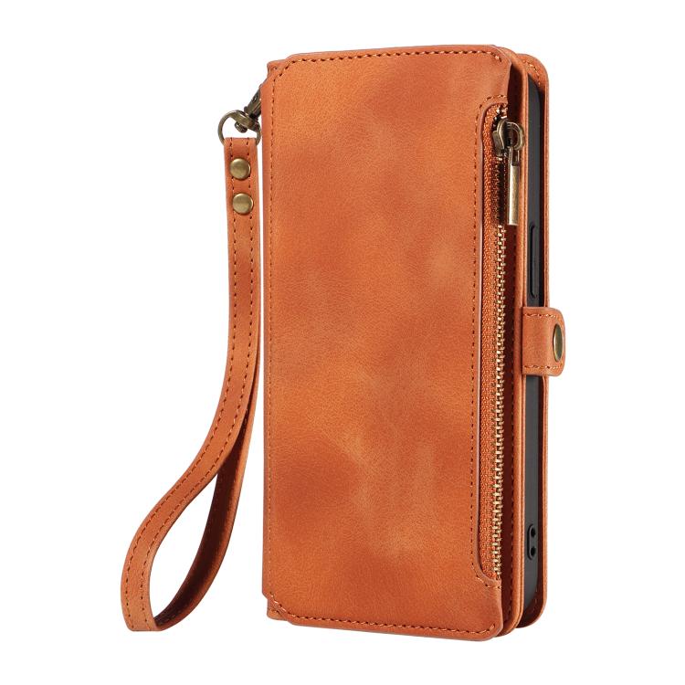 For iPhone 15 Fantasy Multifunctional Zipper Wallet Leather Phone Case(orange) - iPhone 15 Cases by buy2fix | Online Shopping UK | buy2fix