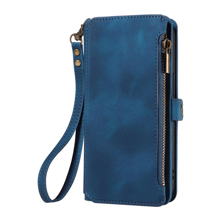 For iPhone 15 Fantasy Multifunctional Zipper Wallet Leather Phone Case(blue) - iPhone 15 Cases by buy2fix | Online Shopping UK | buy2fix
