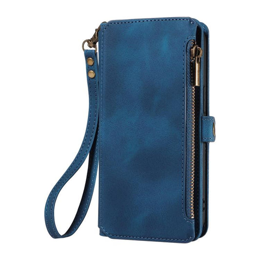 For iPhone 15 Fantasy Multifunctional Zipper Wallet Leather Phone Case(blue) - iPhone 15 Cases by buy2fix | Online Shopping UK | buy2fix