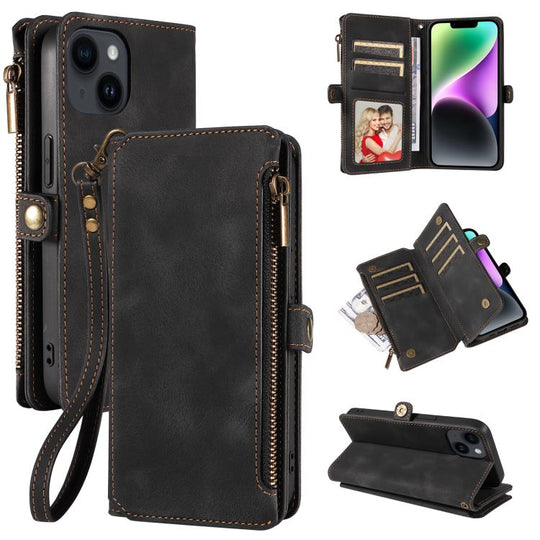 For iPhone 15 Fantasy Multifunctional Zipper Wallet Leather Phone Case(Black)