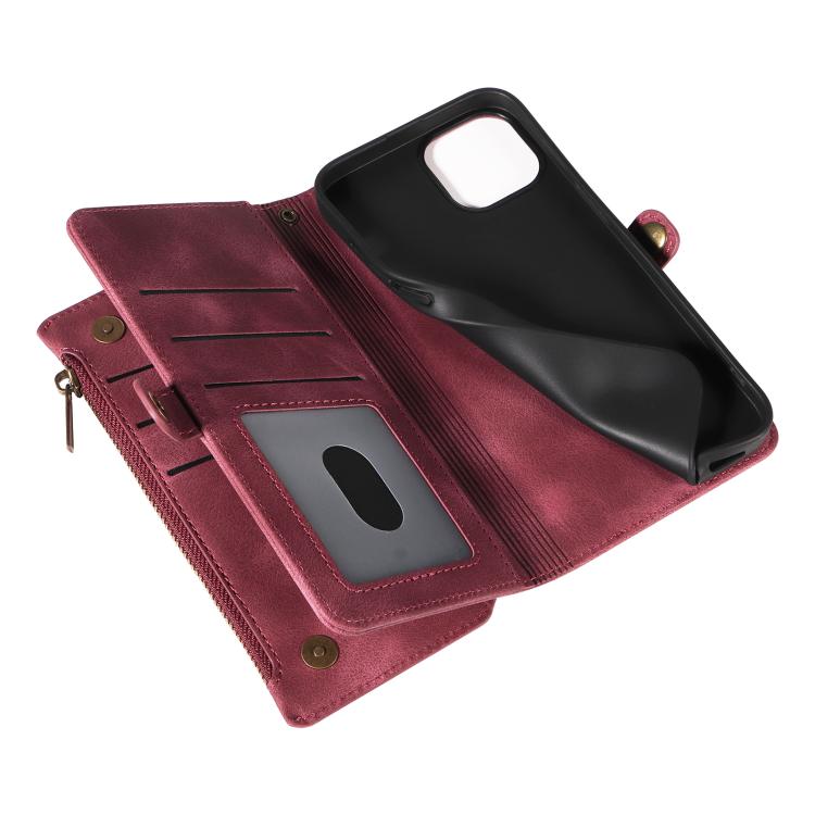 For iPhone 15 Fantasy Multifunctional Zipper Wallet Leather Phone Case(purple) - iPhone 15 Cases by buy2fix | Online Shopping UK | buy2fix