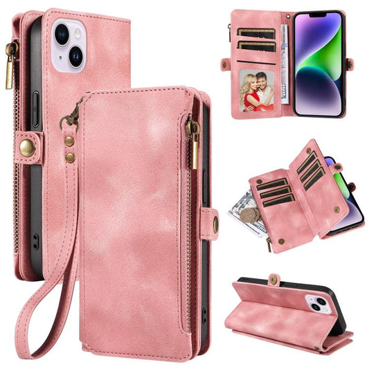 For iPhone 14 Plus Fantasy Multifunctional Zipper Wallet Leather Phone Case(pink) - iPhone 14 Plus Cases by buy2fix | Online Shopping UK | buy2fix