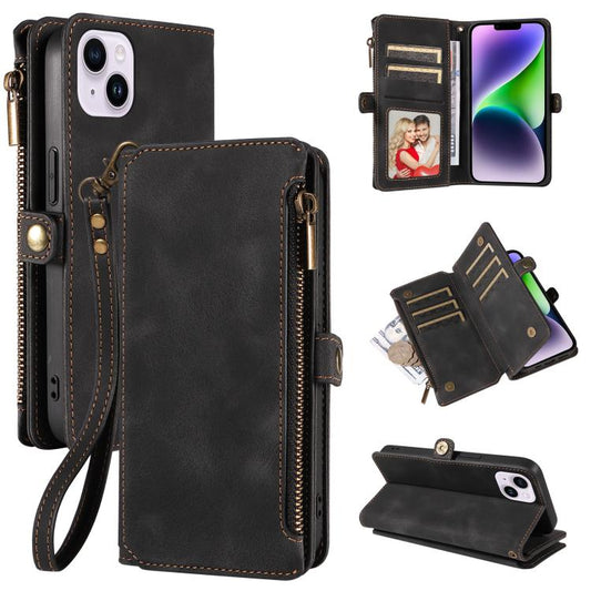 For iPhone 14 Plus Fantasy Multifunctional Zipper Wallet Leather Phone Case(black) - iPhone 14 Plus Cases by buy2fix | Online Shopping UK | buy2fix