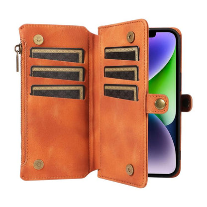 For iPhone 14 Fantasy Multifunctional Zipper Wallet Leather Phone Case(orange) - iPhone 14 Cases by buy2fix | Online Shopping UK | buy2fix