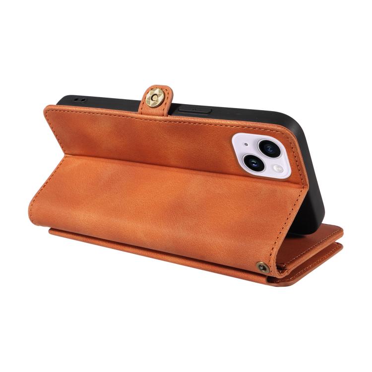 For iPhone 14 Fantasy Multifunctional Zipper Wallet Leather Phone Case(orange) - iPhone 14 Cases by buy2fix | Online Shopping UK | buy2fix