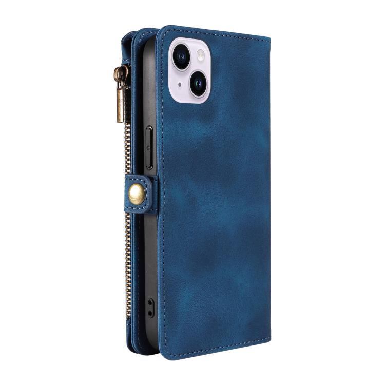 For iPhone 14 Fantasy Multifunctional Zipper Wallet Leather Phone Case(blue) - iPhone 14 Cases by buy2fix | Online Shopping UK | buy2fix