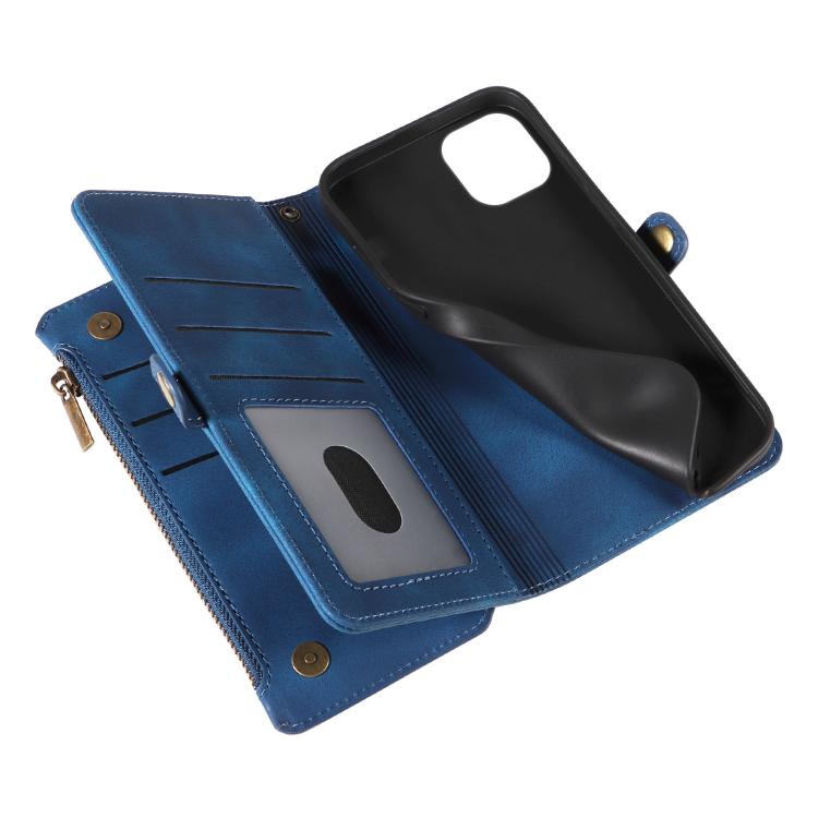 For iPhone 14 Fantasy Multifunctional Zipper Wallet Leather Phone Case(blue) - iPhone 14 Cases by buy2fix | Online Shopping UK | buy2fix