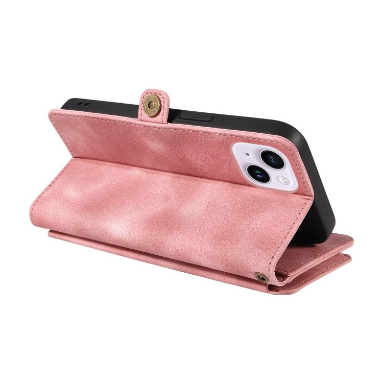 For iPhone 14 Fantasy Multifunctional Zipper Wallet Leather Phone Case(pink) - iPhone 14 Cases by buy2fix | Online Shopping UK | buy2fix