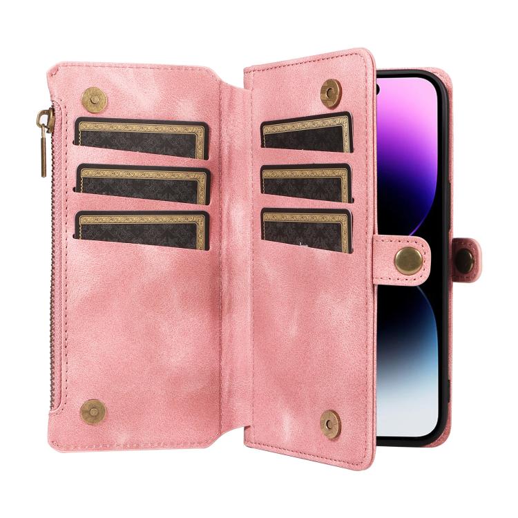 For iPhone 13 Pro Fantasy Multifunctional Zipper Wallet Leather Phone Case(pink) - iPhone 13 Pro Cases by buy2fix | Online Shopping UK | buy2fix