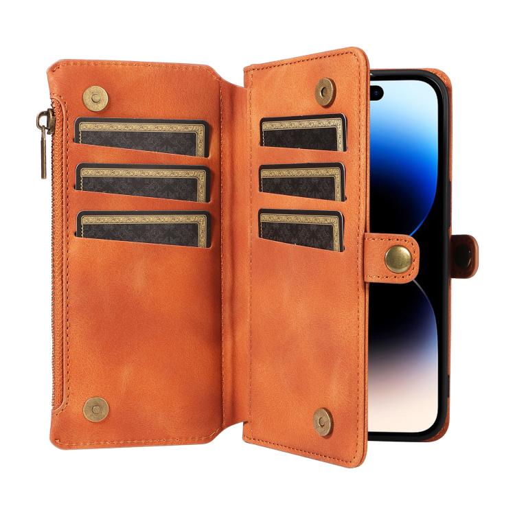 For iPhone 12 Pro Max Fantasy Multifunctional Zipper Wallet Leather Phone Case(orange) - iPhone 12 Pro Max Cases by buy2fix | Online Shopping UK | buy2fix