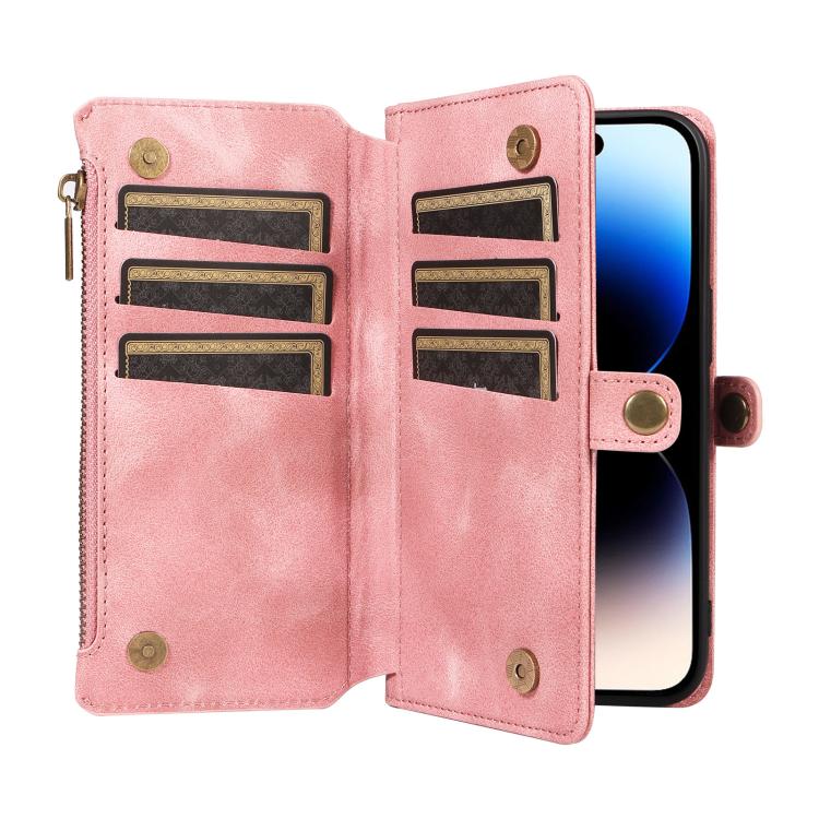 For iPhone 12 Pro Max Fantasy Multifunctional Zipper Wallet Leather Phone Case(pink) - iPhone 12 Pro Max Cases by buy2fix | Online Shopping UK | buy2fix