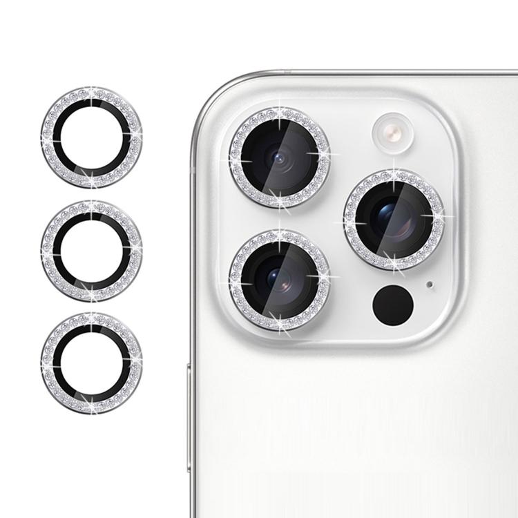 For iPhone 16 Pro Max Kalebol Individual Camera Lens Diamond Ring Protector(Silver) - iPhone 16 Pro Max Tempered Glass by Kalebol | Online Shopping UK | buy2fix