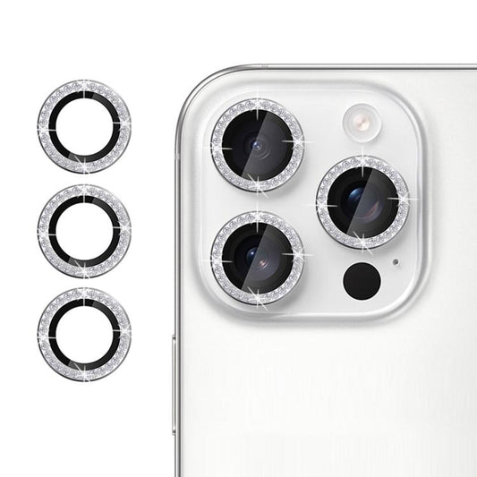 For iPhone 16 Pro Max Kalebol Individual Camera Lens Diamond Ring Protector(Silver) - iPhone 16 Pro Max Tempered Glass by Kalebol | Online Shopping UK | buy2fix