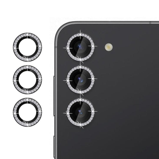 For Samsung Galaxy S23 5G Kalebol Individual Camera Lens Diamond Ring Protector(Black)