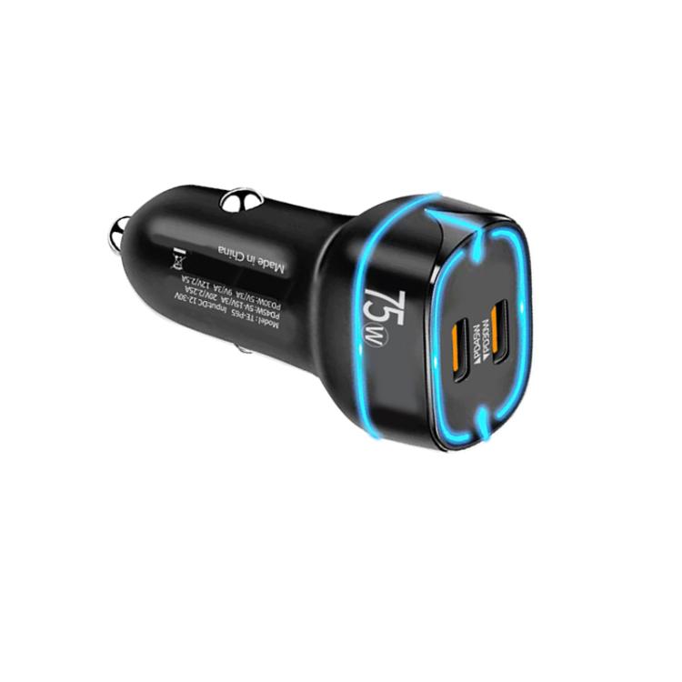 P65 PD45W + PD30W Dual Port Type-C Car Charger for iPhone / iPad Series(Black) - Car Charger by buy2fix | Online Shopping UK | buy2fix