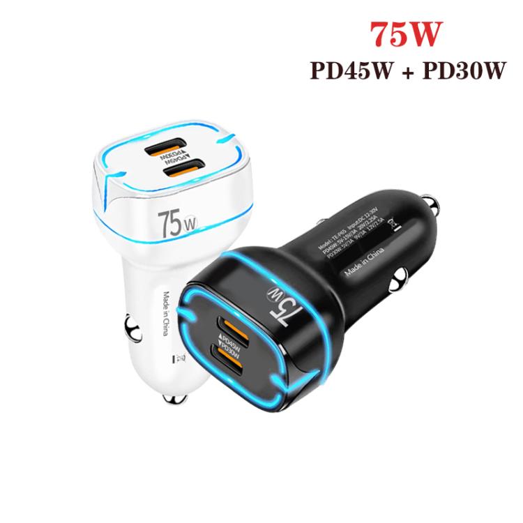 P65 PD45W + PD30W Dual Port Type-C Car Charger for iPhone / iPad Series(Black) - Car Charger by buy2fix | Online Shopping UK | buy2fix