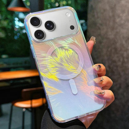 For iPhone 17 Pro Max Glossy Color-Plated MagSafe Shockproof Phone Case(Colored Feathers) - iPhone 17 Pro Max Cases by buy2fix | Online Shopping UK | buy2fix