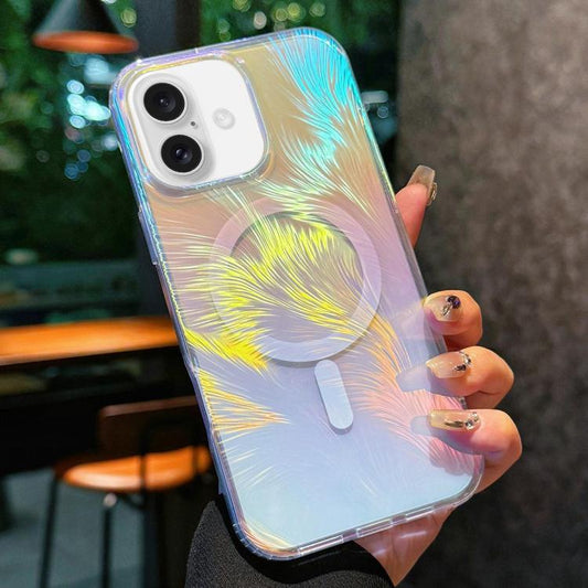 For iPhone 17 Glossy Color-Plated MagSafe Shockproof Phone Case(Colored Feathers) - iPhone 17 Cases by buy2fix | Online Shopping UK | buy2fix