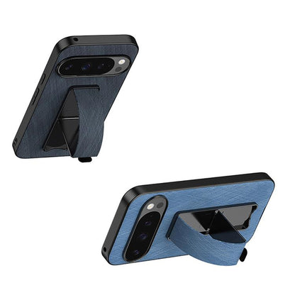 For Google Pixel 10 / 10 Pro Electroplating Wristband Holder Brushed Texture Phone Case(Deep Blue) - Google Cases by buy2fix | Online Shopping UK | buy2fix