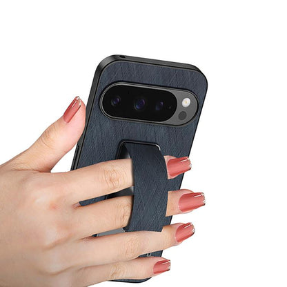 For Google Pixel 10 / 10 Pro Electroplating Wristband Holder Brushed Texture Phone Case(Deep Blue) - Google Cases by buy2fix | Online Shopping UK | buy2fix