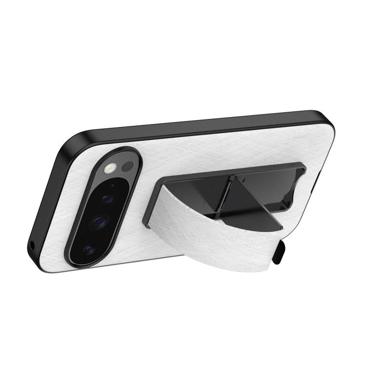 For Google Pixel 10 / 10 Pro Electroplating Wristband Holder Brushed Texture Phone Case(White) - Google Cases by buy2fix | Online Shopping UK | buy2fix