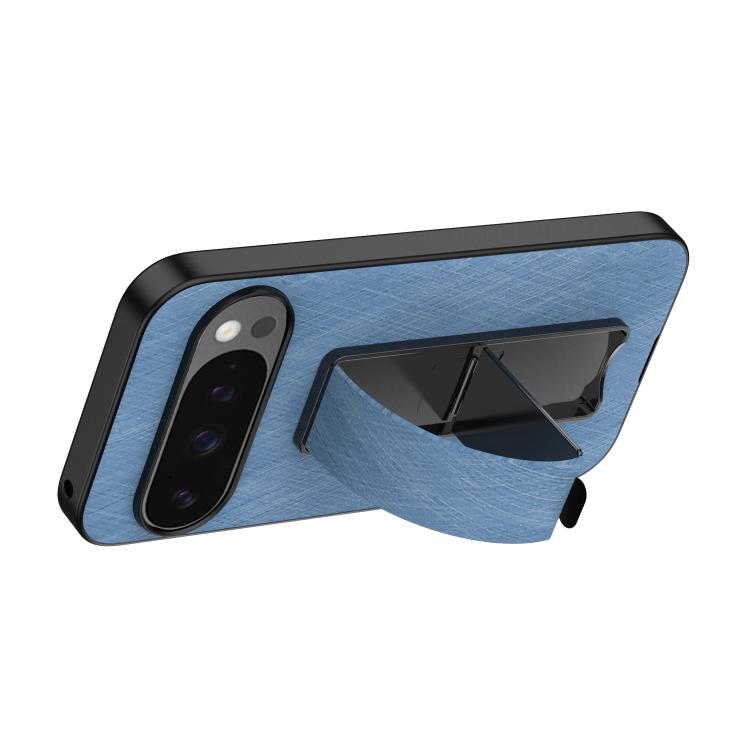 For Google Pixel 10 / 10 Pro Electroplating Wristband Holder Brushed Texture Phone Case(Blue) - Google Cases by buy2fix | Online Shopping UK | buy2fix