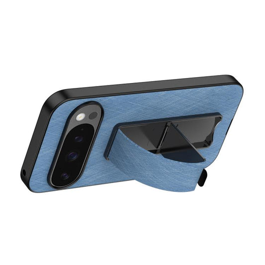 For Google Pixel 10 / 10 Pro Electroplating Wristband Holder Brushed Texture Phone Case(Blue) - Google Cases by buy2fix | Online Shopping UK | buy2fix