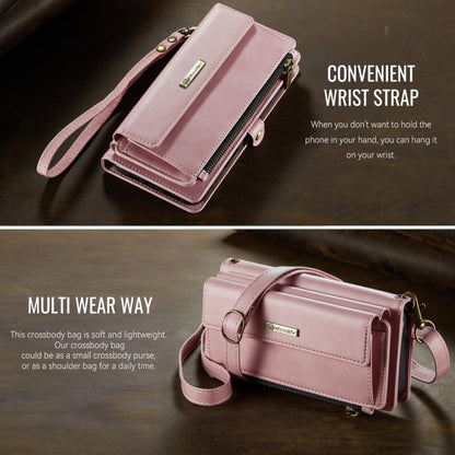 For iPhone 16 Pro Max CaseMe C39 RFID Blocking Zipper Wallet Leather Phone Case with Crossbody Strap(Pink) - iPhone 16 Cases by CaseMe | Online Shopping UK | buy2fix