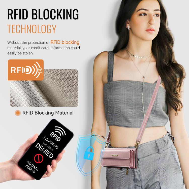 For iPhone 16 Pro CaseMe C39 RFID Blocking Zipper Wallet Leather Phone Case with Crossbody Strap(Pink) - iPhone 16 Pro Cases by CaseMe | Online Shopping UK | buy2fix