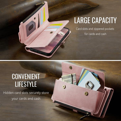 For iPhone 16 Pro CaseMe C39 RFID Blocking Zipper Wallet Leather Phone Case with Crossbody Strap(Pink) - iPhone 16 Pro Cases by CaseMe | Online Shopping UK | buy2fix
