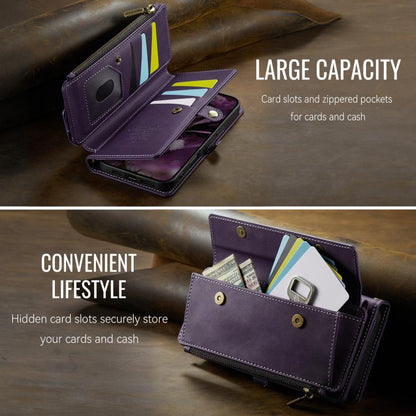 For iPhone 16 Pro CaseMe C39 RFID Blocking Zipper Wallet Leather Phone Case with Crossbody Strap(Purple) - iPhone 16 Pro Cases by CaseMe | Online Shopping UK | buy2fix