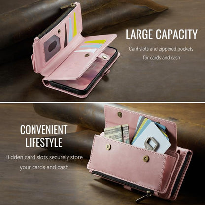 For iPhone 15 Pro CaseMe C39 RFID Blocking Zipper Wallet Leather Phone Case with Crossbody Strap(Pink) - iPhone 15 Pro Cases by CaseMe | Online Shopping UK | buy2fix