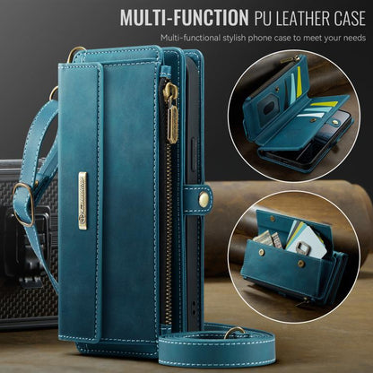 For iPhone 13 mini CaseMe C39 RFID Blocking Zipper Wallet Leather Phone Case with Crossbody Strap(Green) - iPhone 13 mini Cases by CaseMe | Online Shopping UK | buy2fix