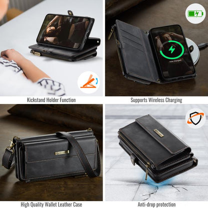For iPhone 11 Pro Max CaseMe C39 RFID Blocking Zipper Wallet Leather Phone Case with Crossbody Strap(Black) - iPhone 11 Pro Max Cases by CaseMe | Online Shopping UK | buy2fix